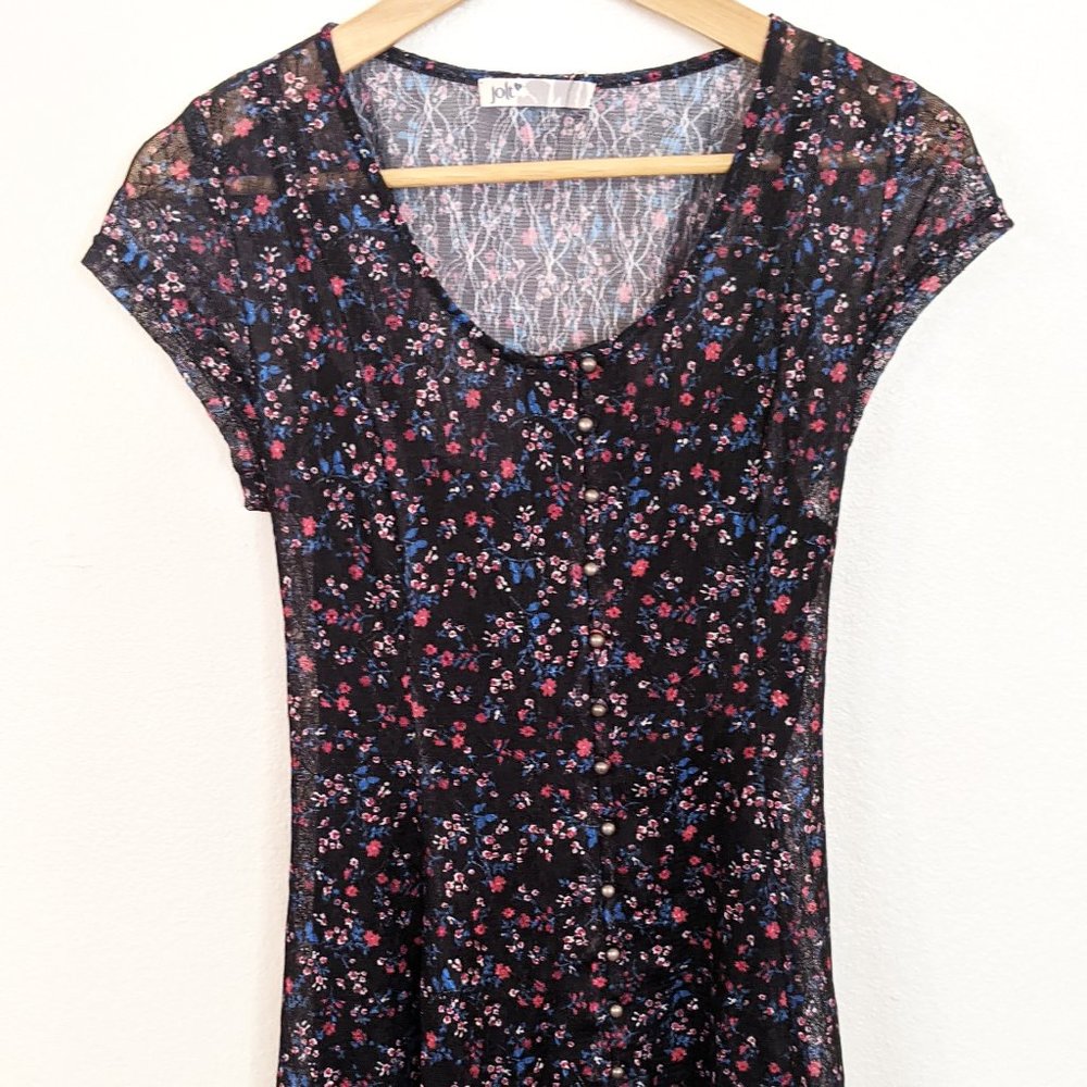JOLT ButtonDown Lace Dress w/ Back CrisscrossTies